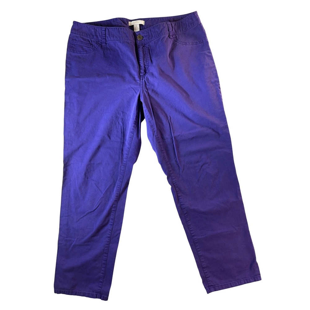 Chicos Purple Straight Leg Pants Womens chicos Size 2 size 12 Cotton Stretch